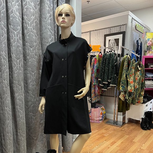 NWT M Carre Noir Heavy Knit Double Snap Duster with Removeable Snap Arms - Picture 3 of 5